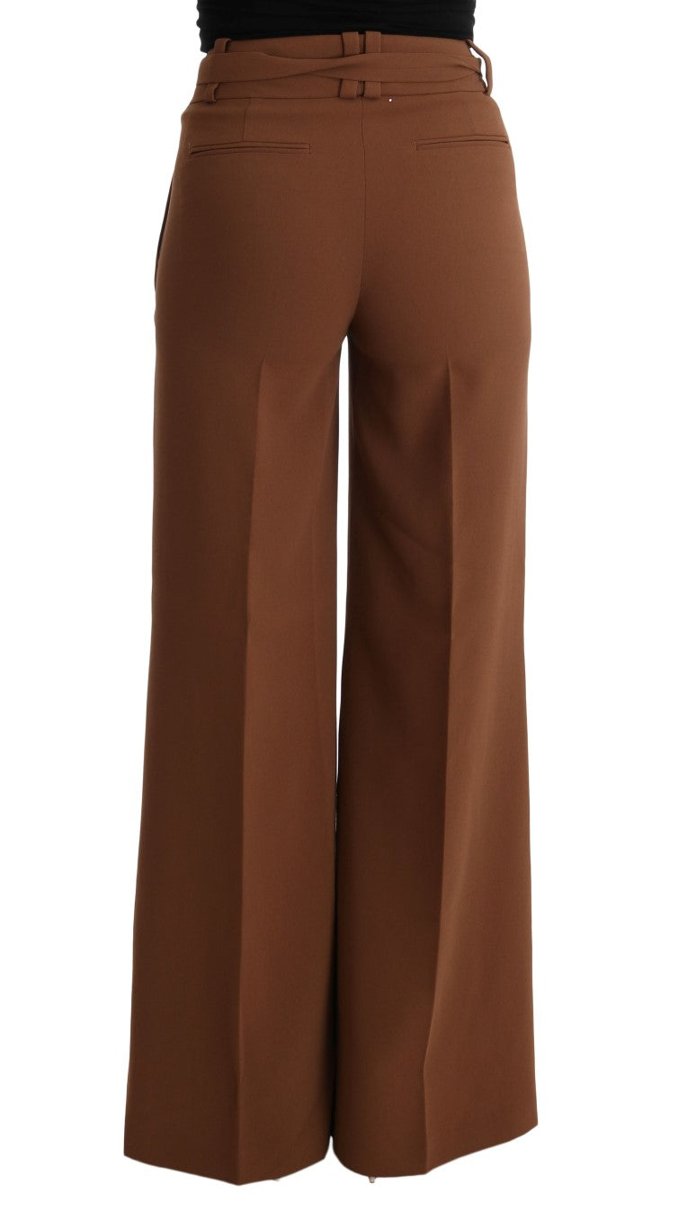 Cavalli Elegant Boot Cut Brown Polyester Pants