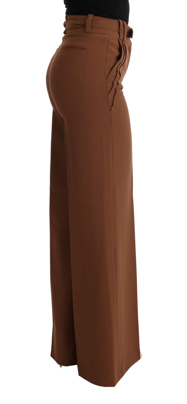 Cavalli Elegant Boot Cut Brown Polyester Pants