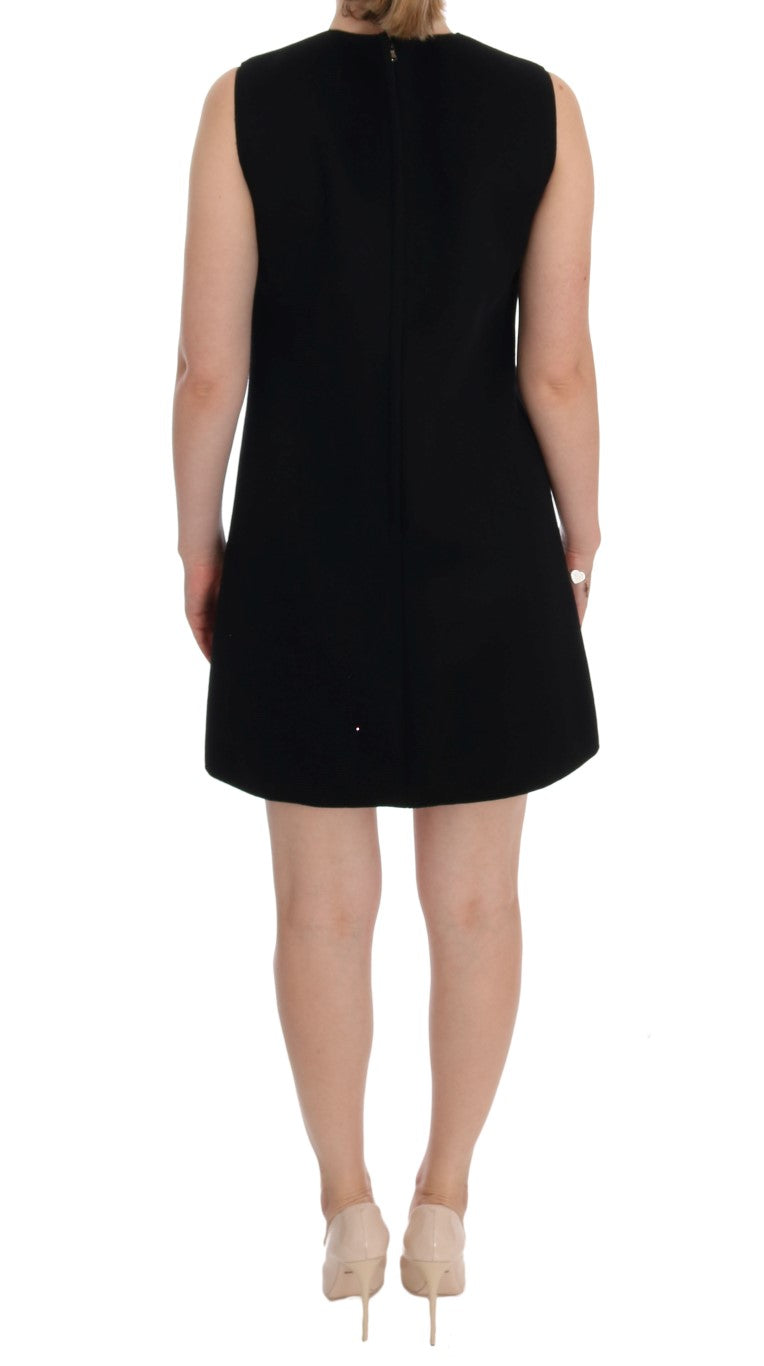 Dolce & Gabbana Elegant Wool Mini Shift Dress with Crystals