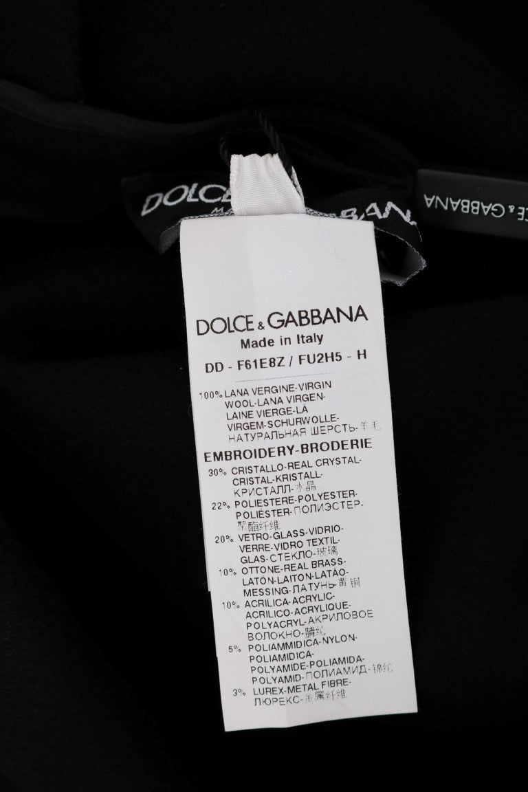 Dolce & Gabbana Elegant Wool Mini Shift Dress with Crystals