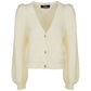 Imperfect Elegant V-Neck Cardigan with Golden Accents