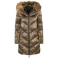 Imperfect Eco-Chic Brown Down Jacket with Faux Fur Hood