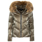 Imperfect Eco-Fur Hooded Down Jacket in Brown