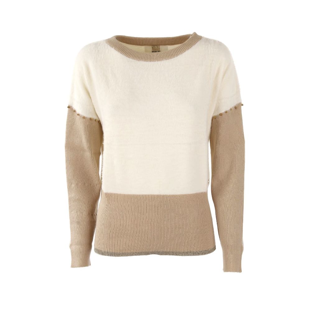 Yes Zee Elegant Crew-Neck Sweater with Metallic Accents