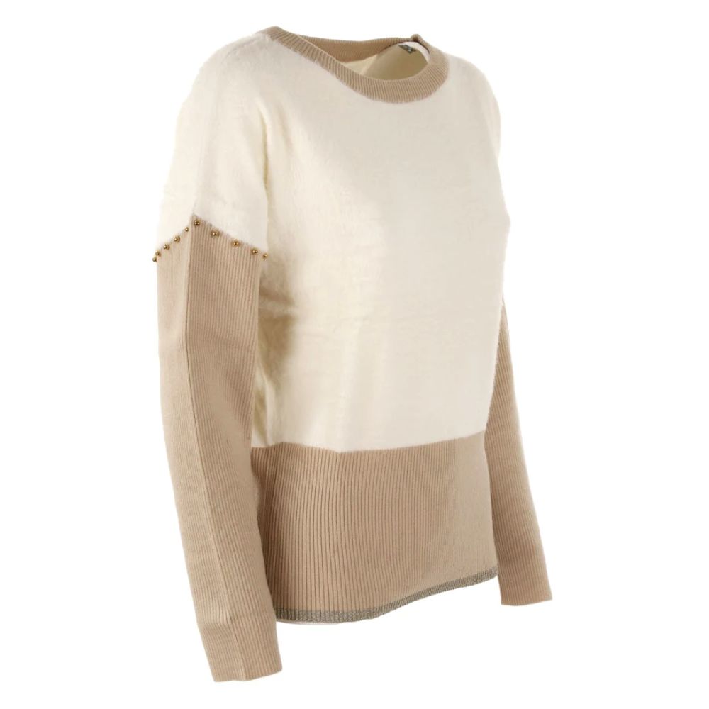 Yes Zee Elegant Crew-Neck Sweater with Metallic Accents