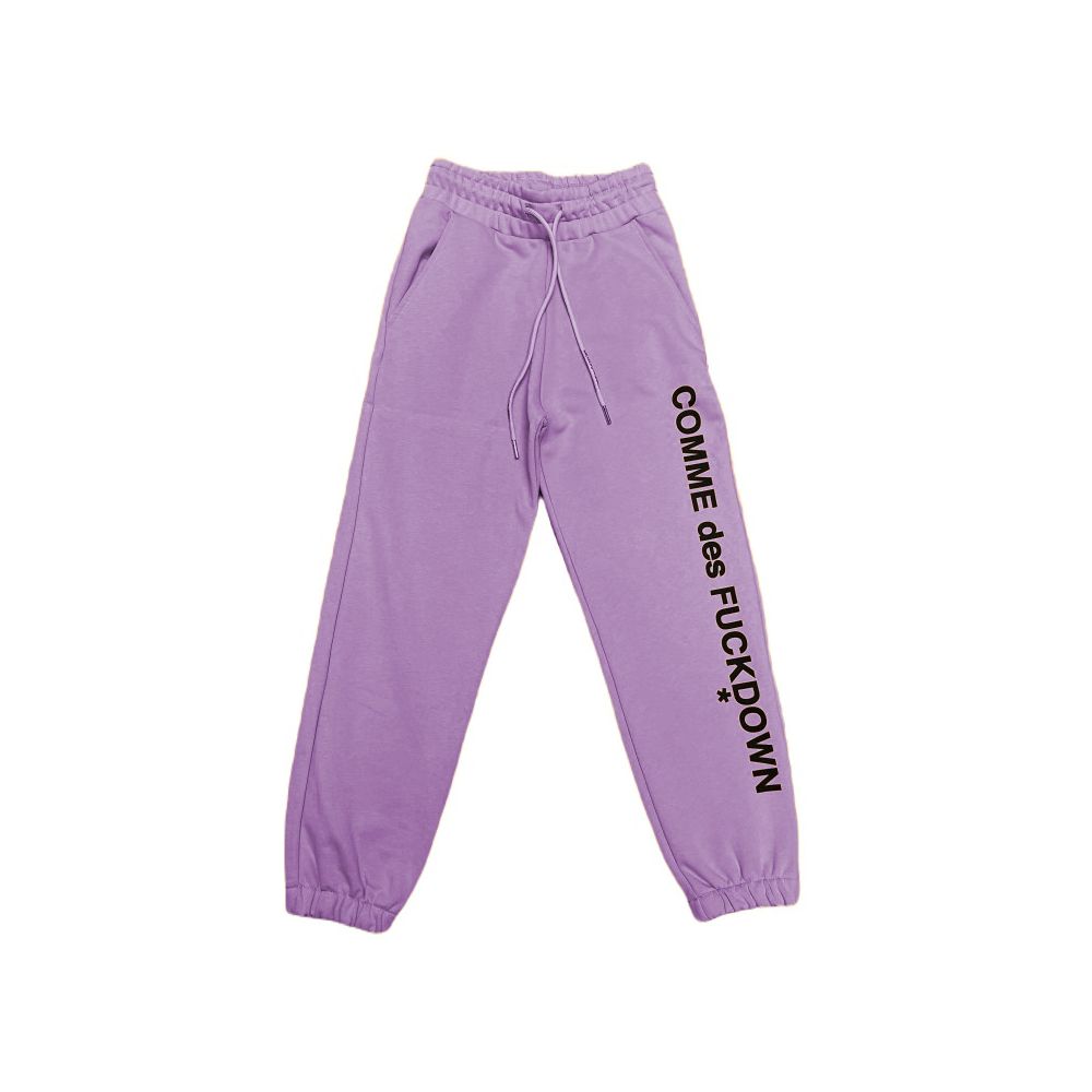 Comme Des Fuckdown Chic Purple Cotton Sweatpants with Logo Print