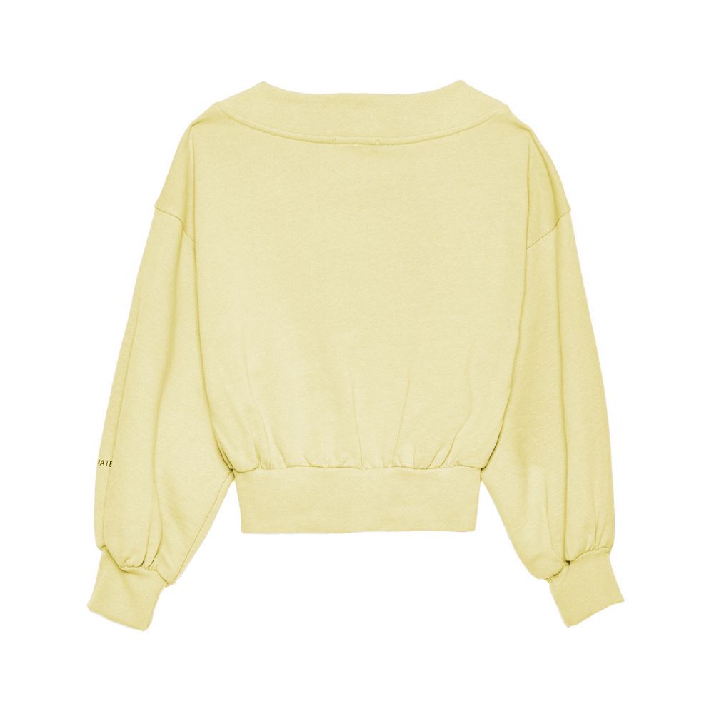 Hinnominate Chic Yellow V-Neck Cotton Sweatshirt