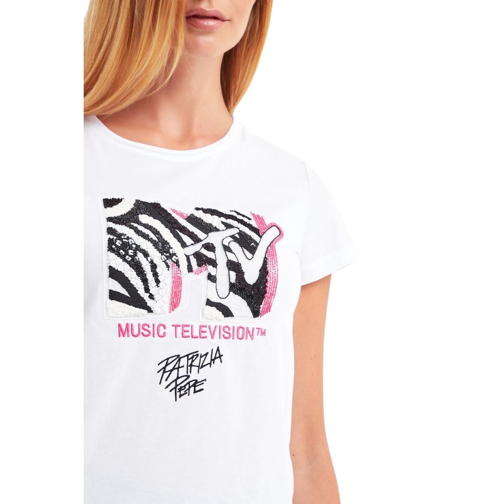 Patrizia Pepe Sequin-Embellished MTV Logo Cotton Tee