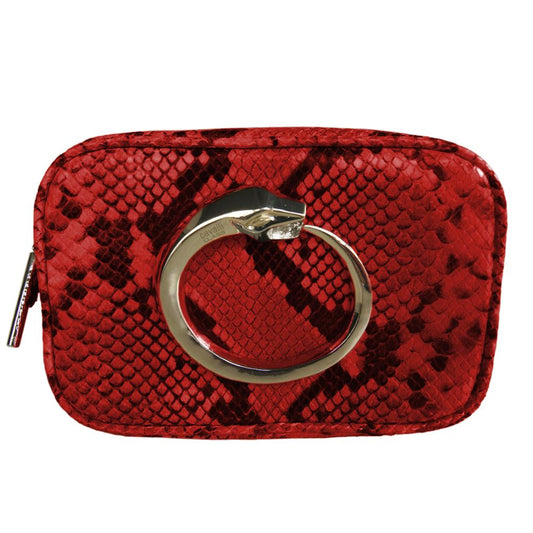 Cavalli Class Chic Python-Print Calfskin Clutch