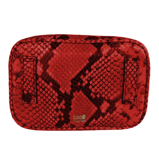 Cavalli Class Chic Python-Print Calfskin Clutch