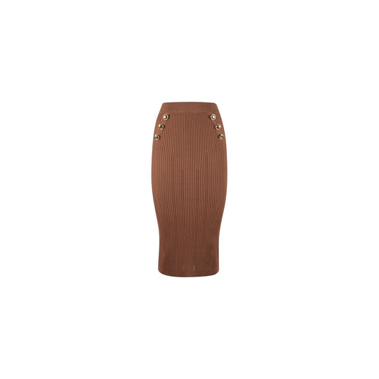 Yes Zee Elegant Pencil Skirt with Decorative Buttons