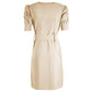 Yes Zee Chic Beige Midi Dress with Waist Belt