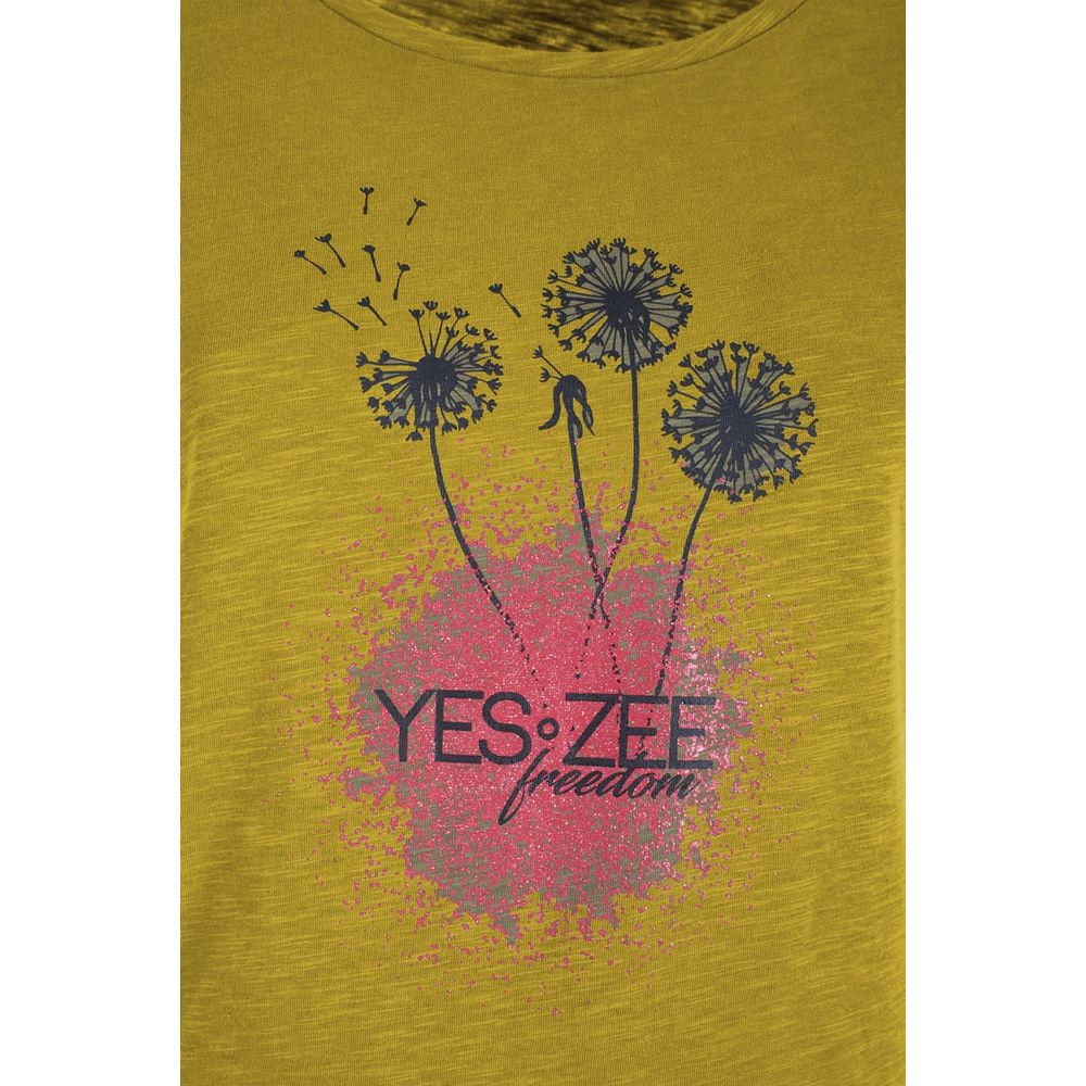 Yes Zee Sunny Cotton Crew-Neck Tee with Logo