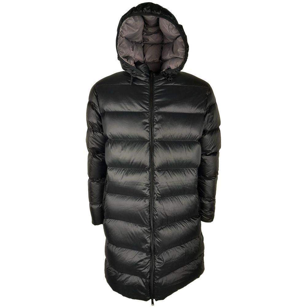 Centogrammi Sleek Black Nylon Down Jacket with Hood