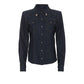 Dolce & Gabbana Elegant Blue Denim Rhinestone Collared Shirt