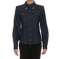 Dolce & Gabbana Elegant Blue Denim Rhinestone Collared Shirt