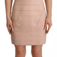 Dsquared² Beige Leather Open Shoulder Sheath Mini Dress