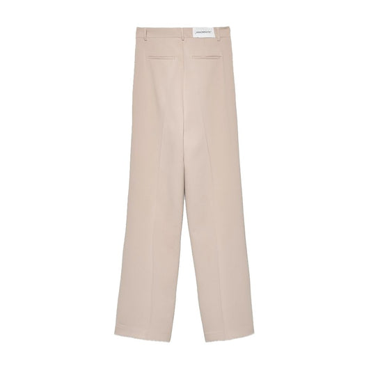 Hinnominate Elegant Beige Crepe Straight Trousers