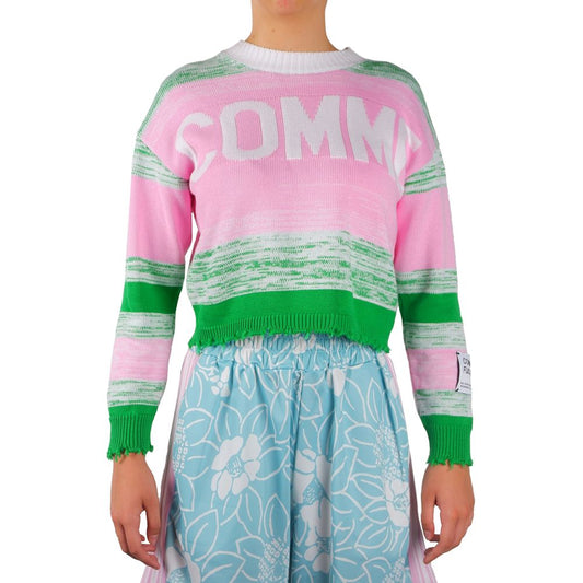 Comme Des Fuckdown Pink Viscose Blend Crewneck Statement Sweater