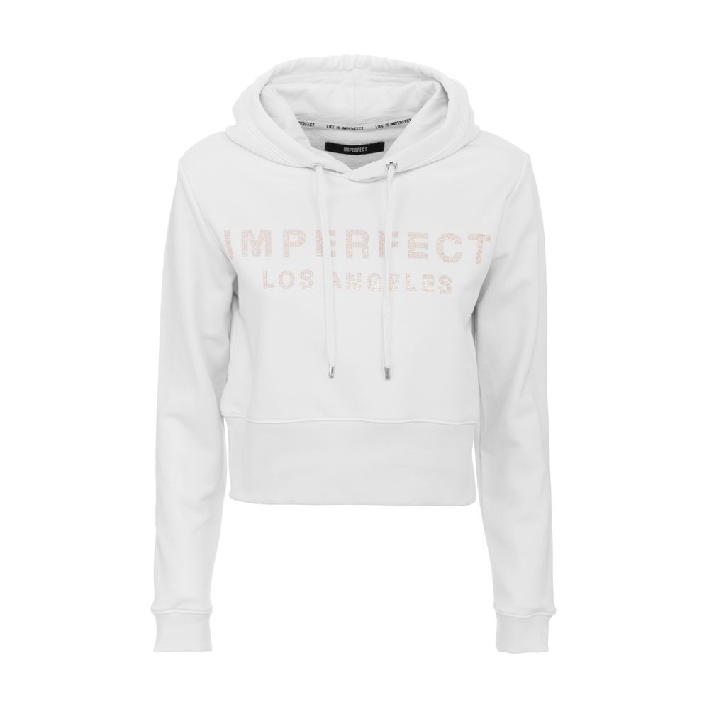 Imperfect White Cotton Women's Hoodie