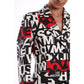 Chic Monochrome Love Moschino Jacket with Pops of Red