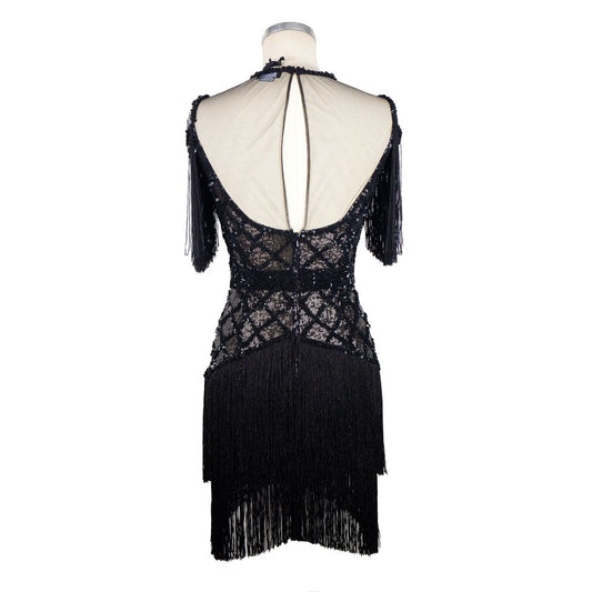 Elisabetta Franchi Sleeveless Sequin Tulle Fringe Dress