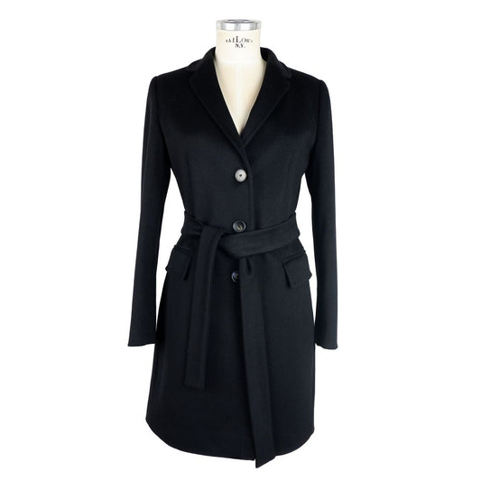 Made in Italy Black Wool Women Coat