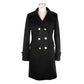 Made in Italy Elegant Black Woolen Coat with Gold Buttons