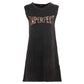 Imperfect Elegant Black Cotton Dress with Logo Detail