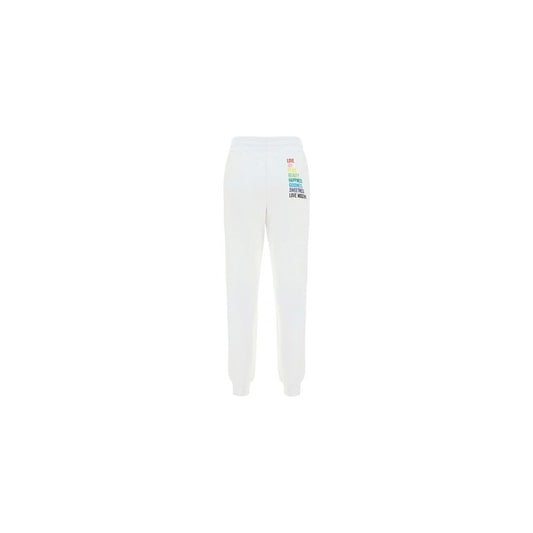 Love Moschino Chic White Cotton Pants with Rainbow Accents