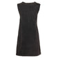 Imperfect Elegant Black Cotton Dress with Logo Detail