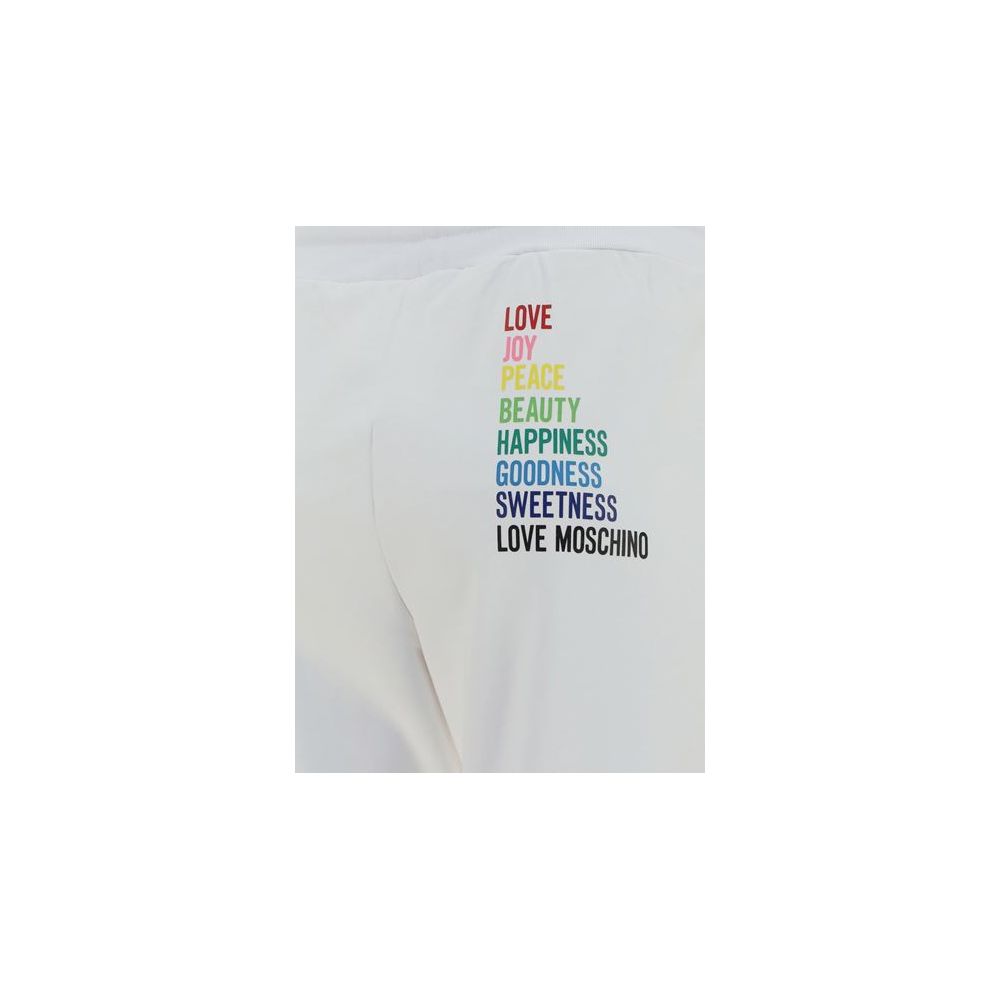 Love Moschino Chic White Cotton Pants with Rainbow Accents