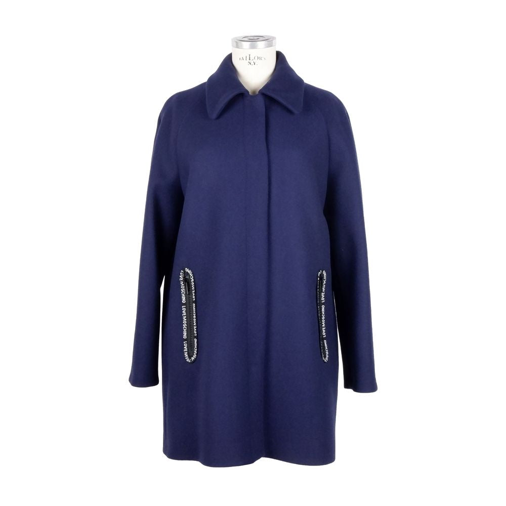 Love Moschino Blue Wool Women Coat