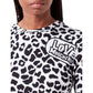 Love Moschino Chic Leopard Print Logo Crewneck Sweater