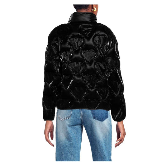 Love Moschino Chic Heart-Adorned Black Down Jacket