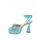 MACH & MACH Elegant Light Blue Leather Platforms