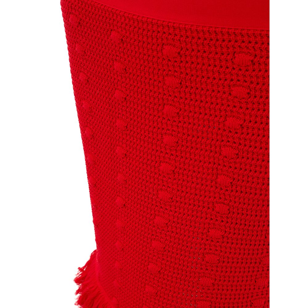 Bottega Veneta Elegant Red Cotton Skirt for Chic Elegance