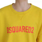 Dsquared² Yellow Logo Print Cotton Crewneck Pullover Sweater