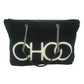 Jimmy Choo Black Leather and fabric Tote Shoulder Bag