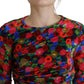 Dsquared² Multicolor Floral Bodycon Ruched Mini Dress