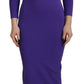 Dsquared² Purple Viscose Long Sleeves Bodycon Maxi Dress