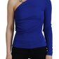 Dsquared² Blue Viscose One Shoulder Slim Fit Blouse Top