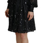 Dsquared² Black Polka Dot Long Sleeves Button Down Dress