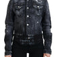 Dsquared² Gray Washed Cotton Distressed Denim Jacket