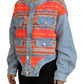 Dsquared² Orange Blue Panelled Button Front Denim Jacket