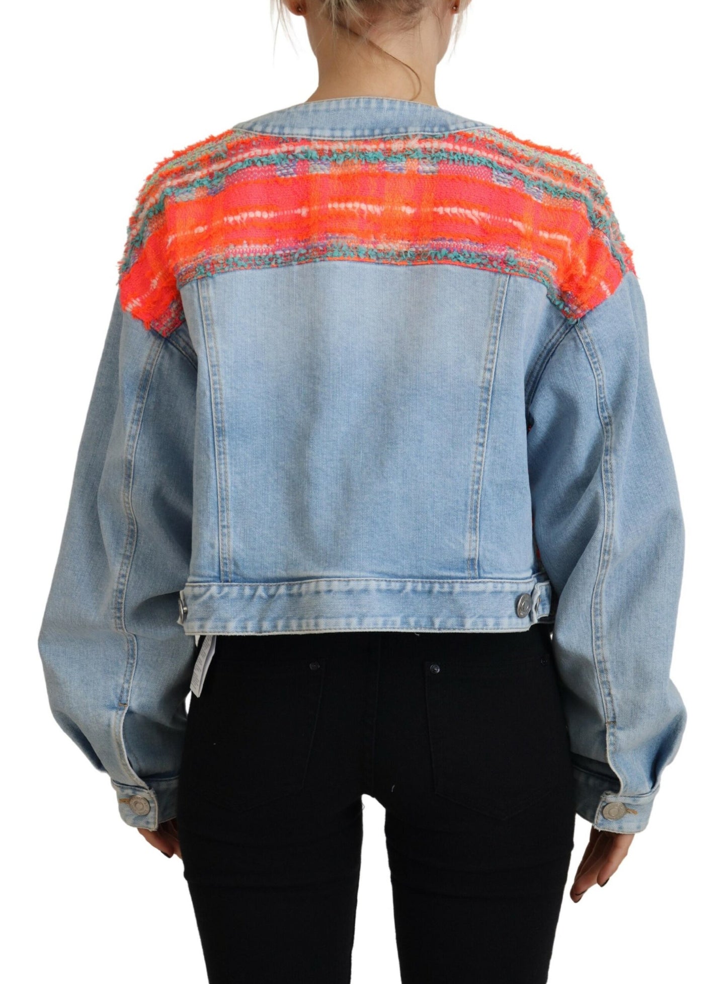 Dsquared² Orange Blue Panelled Button Front Denim Jacket