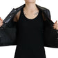 Dsquared² Black Leather Collared Long Sleeves Jacket