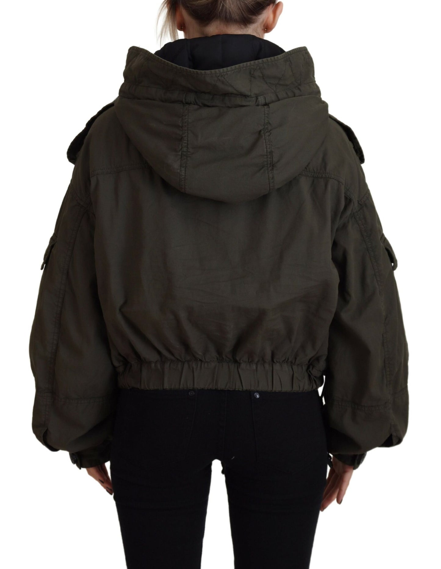 Dsquared² Green Cotton Hooded Cargo Button Jacket