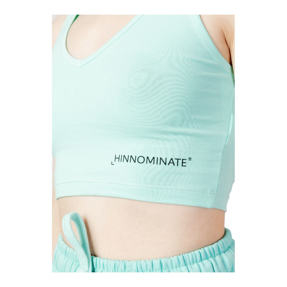 Hinnominate Chic Green Cotton Stretch Logo Top