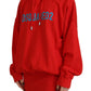 Dsquared² Red Logo Print Cotton Hoodie Sweatshirt Sweater